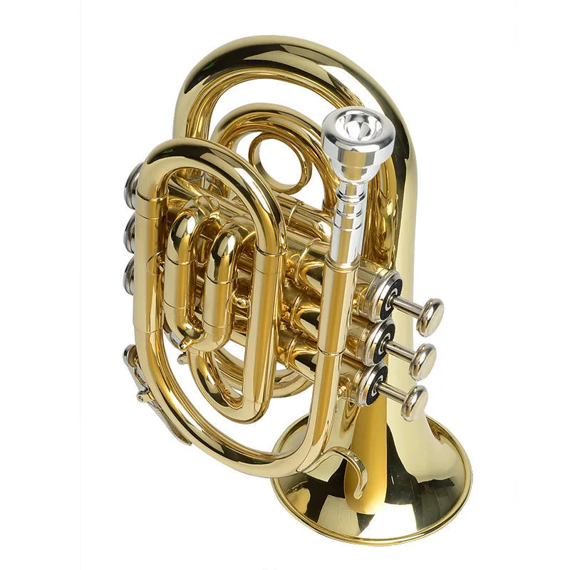 European high-end professional trumpet B-flat palm trumpet pocket trumpet mini trumpet cornet three-key small trumpet three-tone