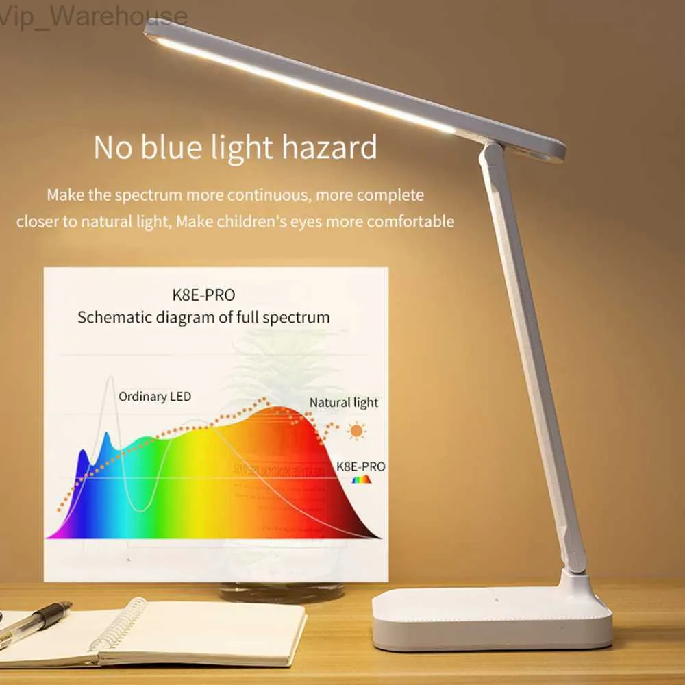 LED -bordslampa 3 Färg Stepless Dimble Touch Foldbar USB -avgiftsbar skrivbordslampa Bedside Eye Protection Reading Night Light DC5V HKD230824