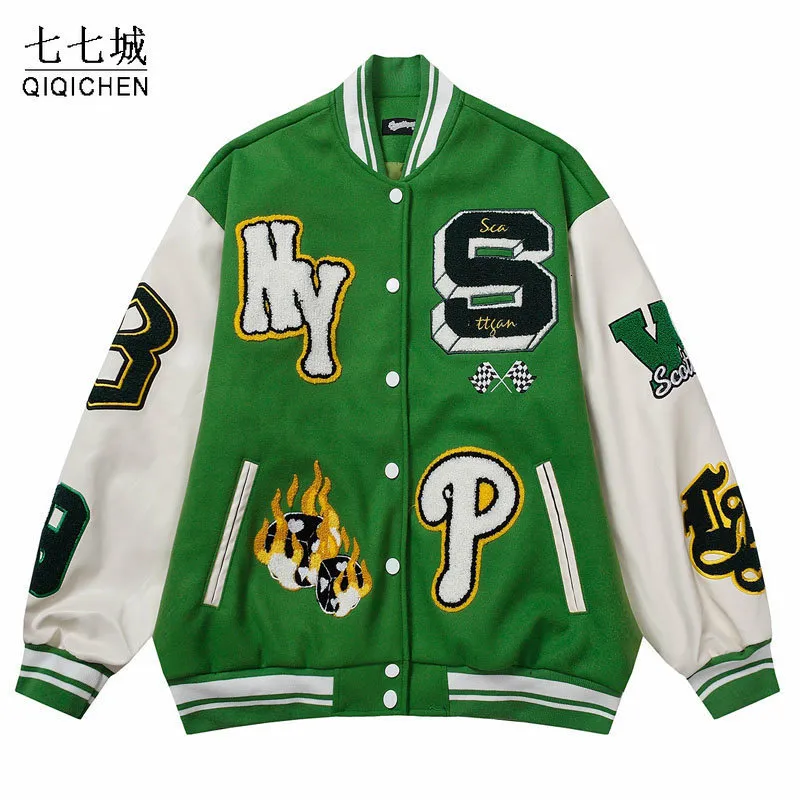 Mens Jackets High Street Baseball Jacket Men Women Letter Embroidery PU Leather Color Block Couple Casual Motorcycle Bomber Coat 230825