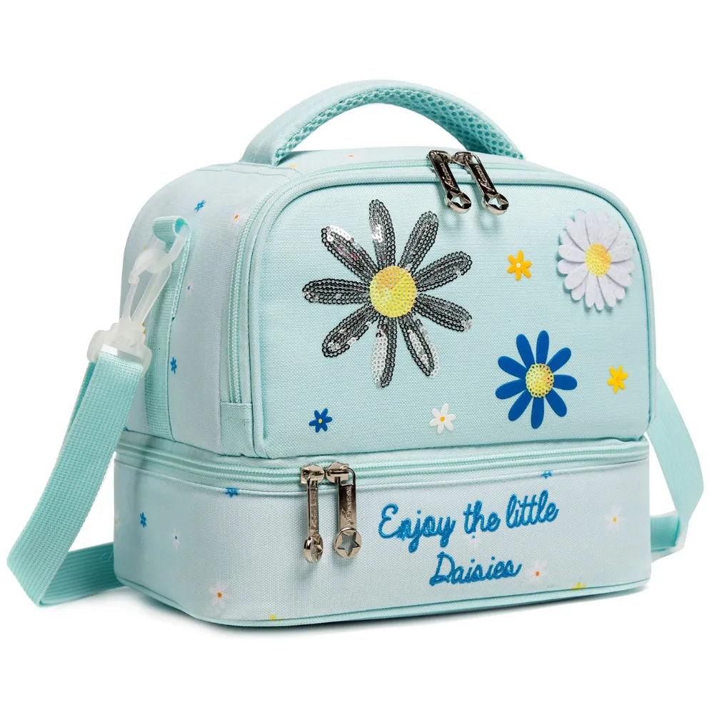 Sacs à cosmétiques Cas Gsequins Sac à lunch pour enfants Glacière Bento isolée Deux compartiments pour garçons et filles avec sangle réglable Voyage 230823