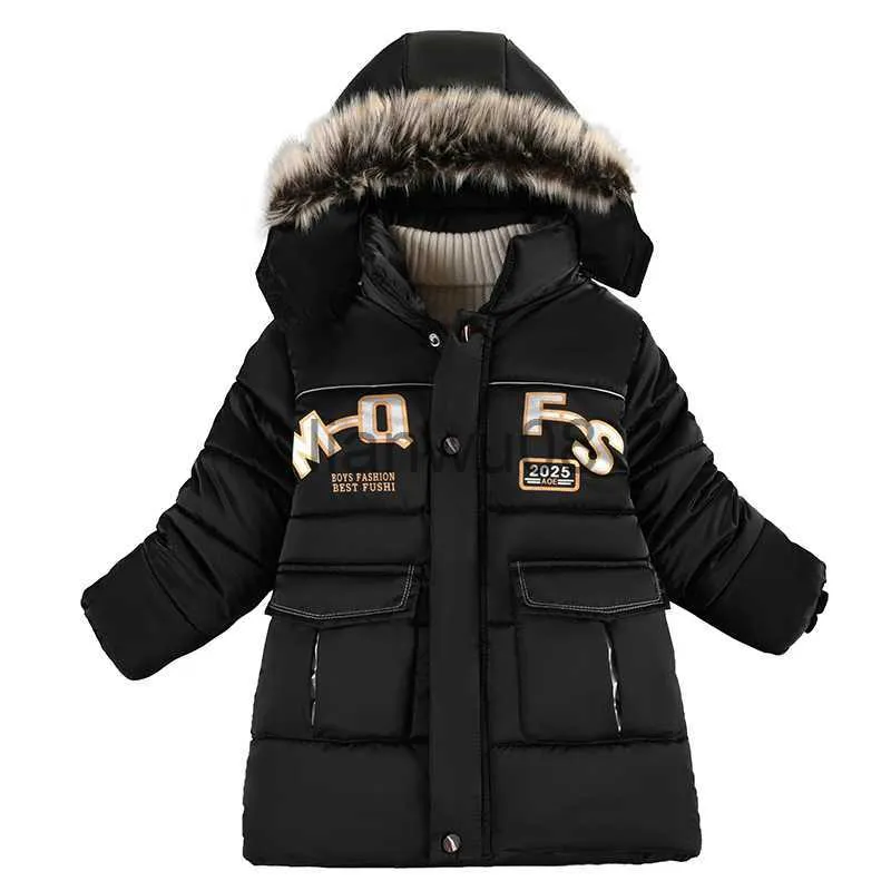 Manteau d'automne et d'hiver épais et chaud pour enfants, nouvelle mode, lettre à capuche, fermeture éclair, manteau pour garçons de 5 6 7 8 9 10 ans, vêtements d'extérieur pour enfants x0825