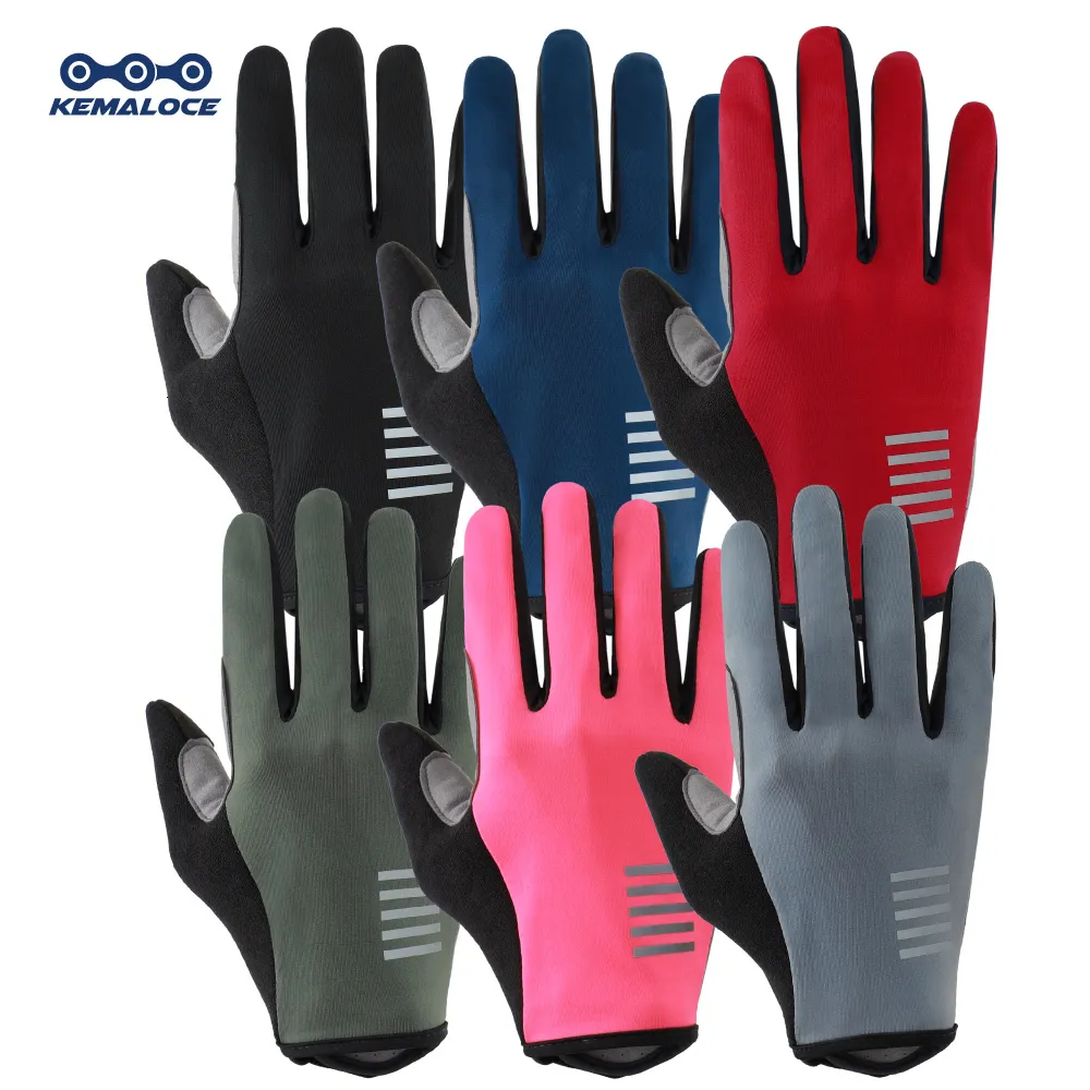 Gants de cyclisme KEMALOCE gants de cyclisme doigt complet hommes femme vélo de route Gel été mitaines de vélo antidérapant noir bleu rose S-2XL VTT gant de vélo 230825