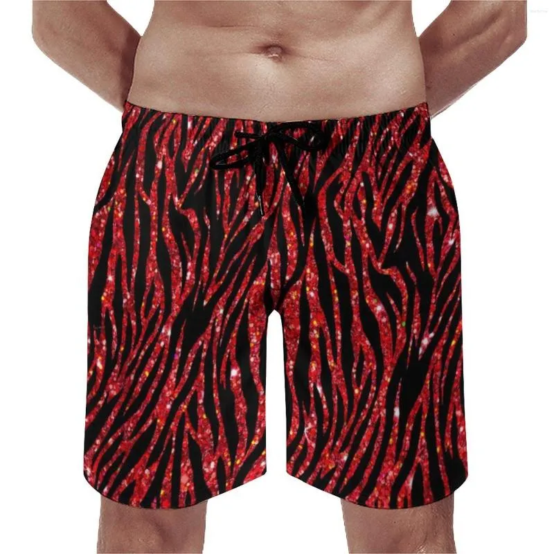 Herren Shorts Board Glitzer Zebra Lustige Badehose Trendy Modern Animal Print Männer Bequeme Sport Übergröße Strand