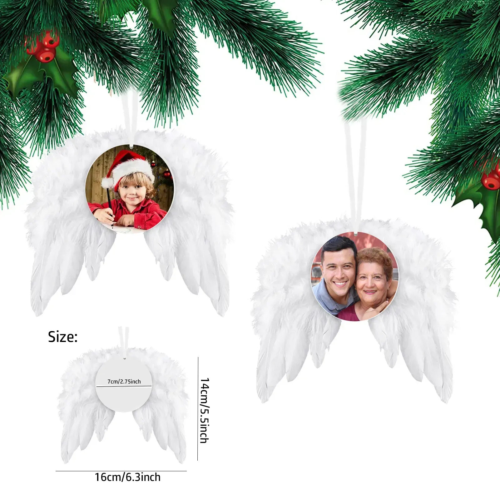 Feather Wings Sublimation Ornament Wood Christmas Sublimation Blanks Angel Wings 0825