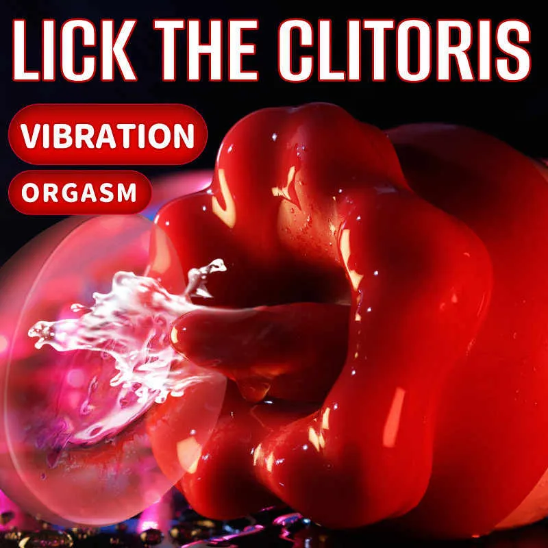 Vibratore rosa Bocca che morde la lingua Leccare l'orgasmo del capezzolo Stimolatore del clitoride femminile giocattolo del sesso per uomo giocattolo adulto per donna