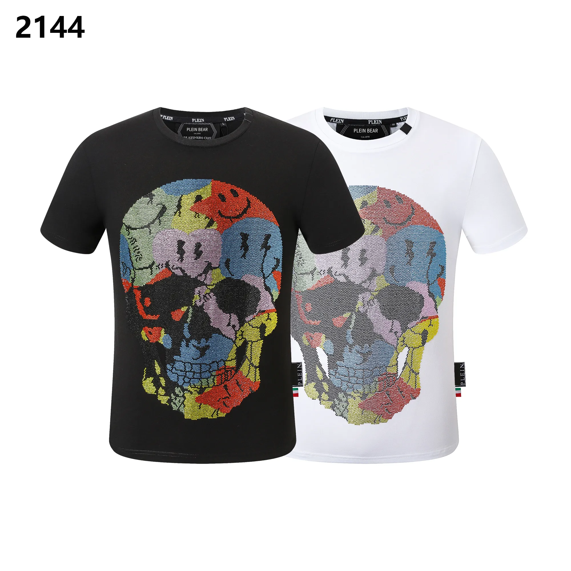 Plein Bear T Shirt Mens Designer Tshirts Clothing Rhinestone PP Men Shirt Round Dound Ss Skull Hip Hop Tshirt Top 16621