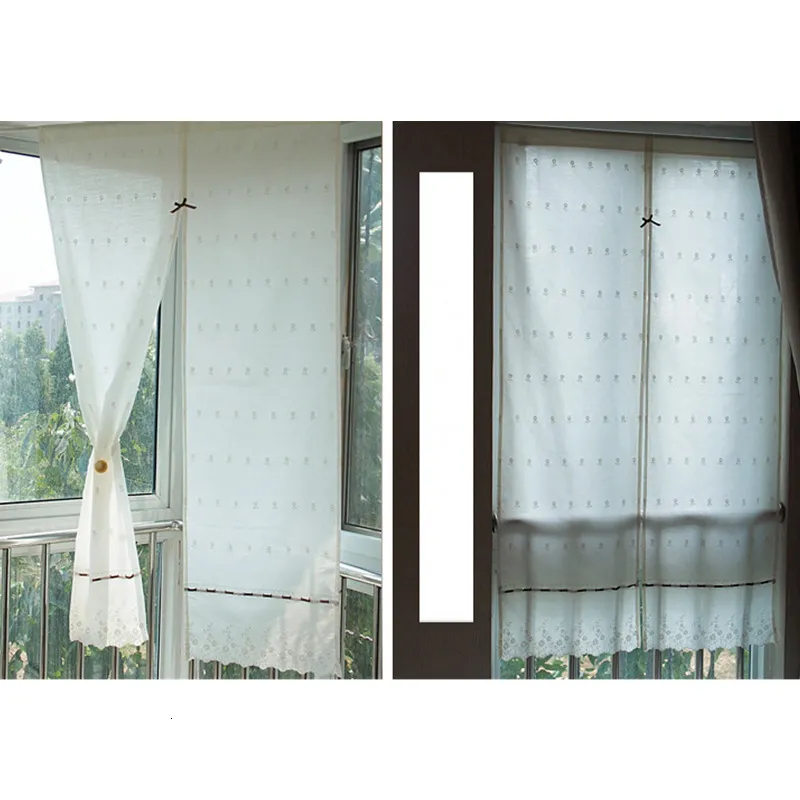 Vorhang, 1 Stück, pastoraler Stil, bestickte Blumenstoff-Türvorhänge für Schlafzimmer, beige Trennwand, 85 cm Breite x 150 cm Höhe, 230824