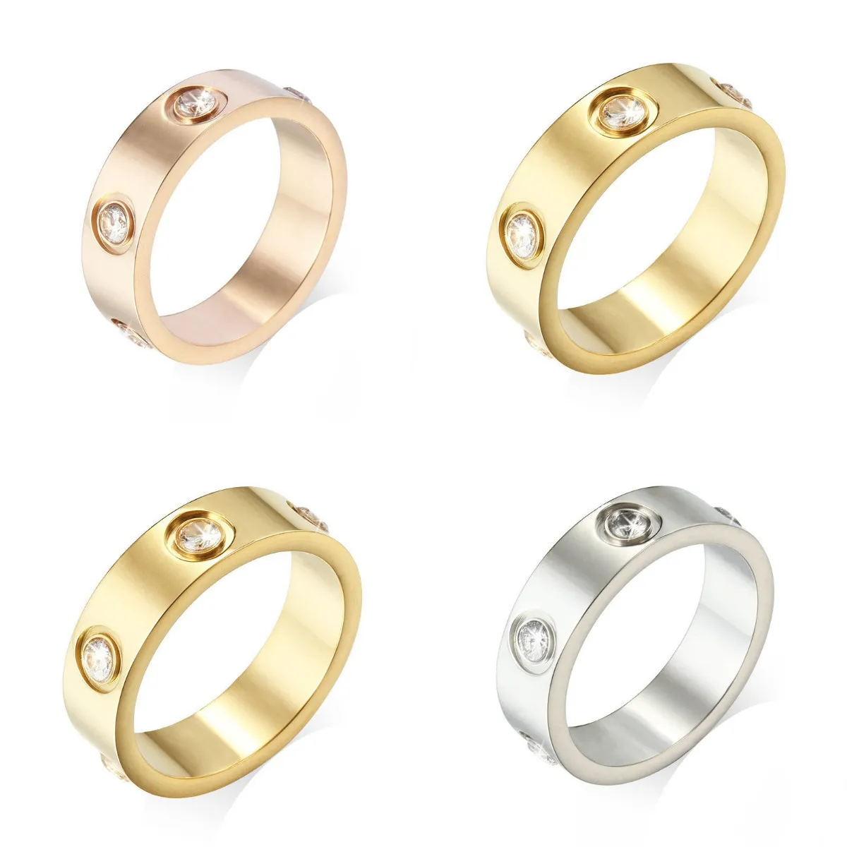 디자이너 보석 디자이너 그녀의 브랜드에 대한 사랑에 대한 사랑 Emed Stamp Gold Never Fade Band Rings 선택 Charming Jewelry Ring 클래식 프리미엄 액세서리 독점