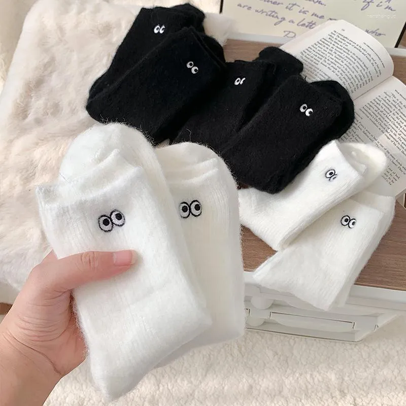 Damensocken Nerzsamt Damensocke Eye Warm Standard Unisex Weiß Casual Crew Sox Erwachsene Baumwolle Klassisch Herbst Winter Sokken