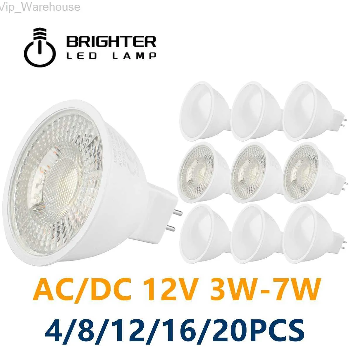 LED電球MR16 GU5.3 LEDランプスポットライト低張力AC/DC12V 3W 5W 6W 7Wビーム角度120/38学位屋内HKD230824