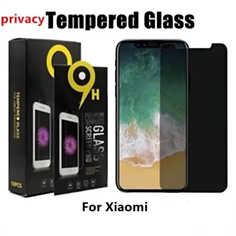 Protecteur d'écran de confidentialité pour xiaomi Redmi Note 9 9A 9C 9T 10 8A 8 5A 6A 7 7A 9S 10 Pro Poco X3 F3 M3 Pocophone F1 X3, verre trempé avec emballage de vente au détail