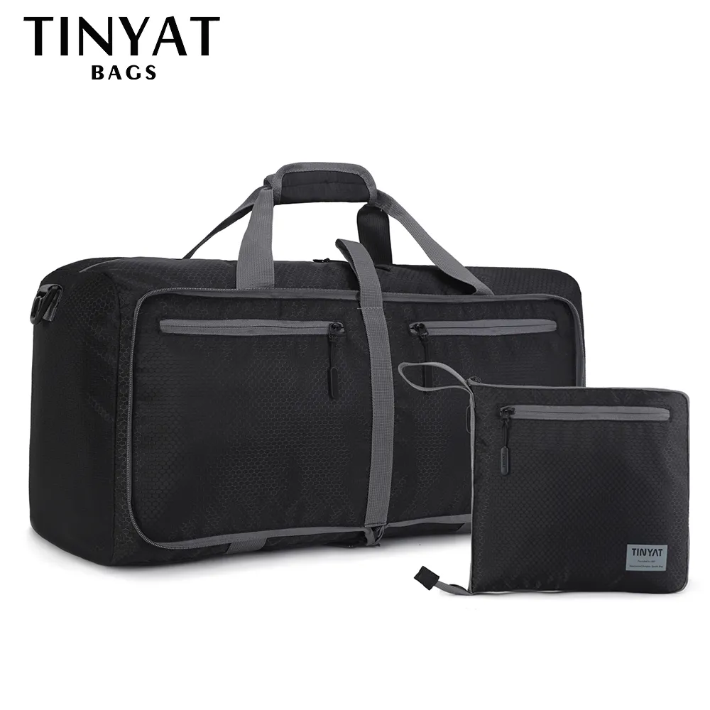 Plunjezakken TINYAT Mannen Opvouwbare Reistas Portable Vrouwen Tote Grote Capaciteit Waterdichte Nylon Zwarte bagage Mannelijke 230825