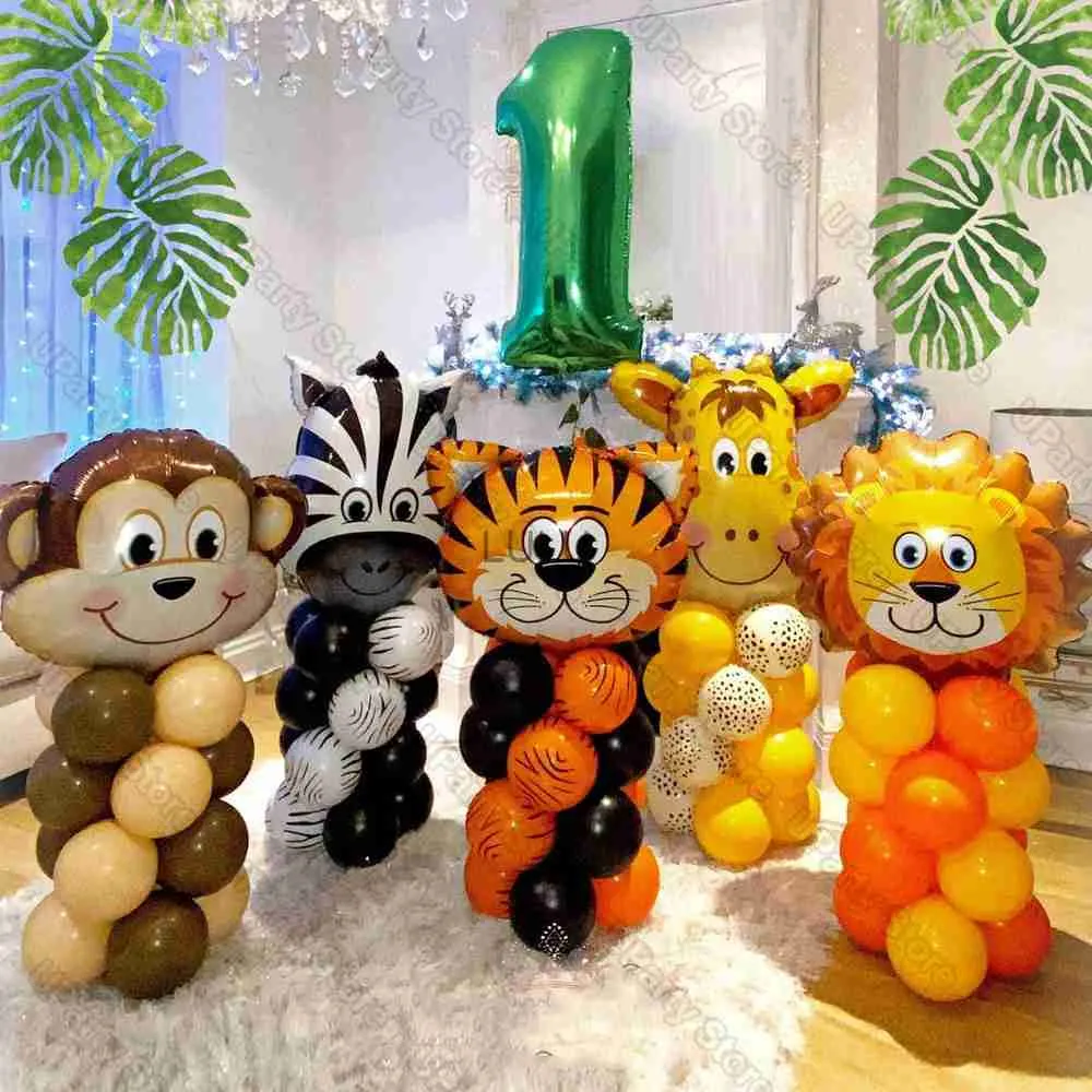 1 set Safari Verjaardagsballonnen Wild One Jungle Dierenfolie Helium Globos voor Babyshower Safari Verjaardagsfeestje Decorbenodigdheden HKD230825 HKD230825
