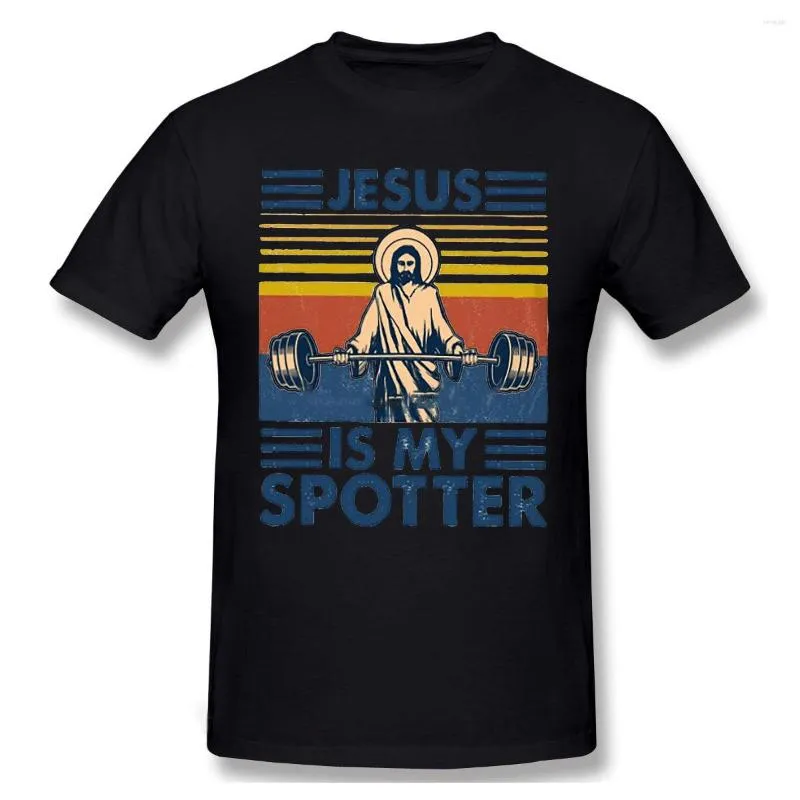 T-shirts pour hommes Jésus Bodybuilding Haltérophilie Modèle d'entraînement imprimé T-shirt noir Hommes Fitness Lâche et respirantPure Cotton Tee