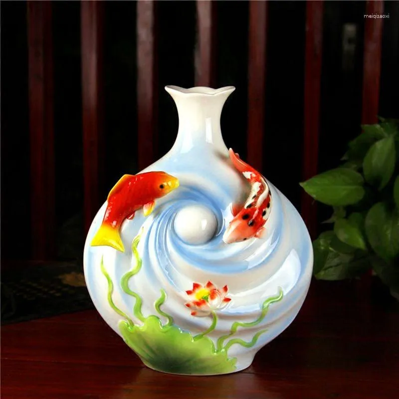 Wazony jingdezhen wazon ceramiczny podwójna perłowa porcelanowa modułki Łabędźce, gdy Zwiastowanie Ryby wyposażenie domu dekoracyjne dekorat