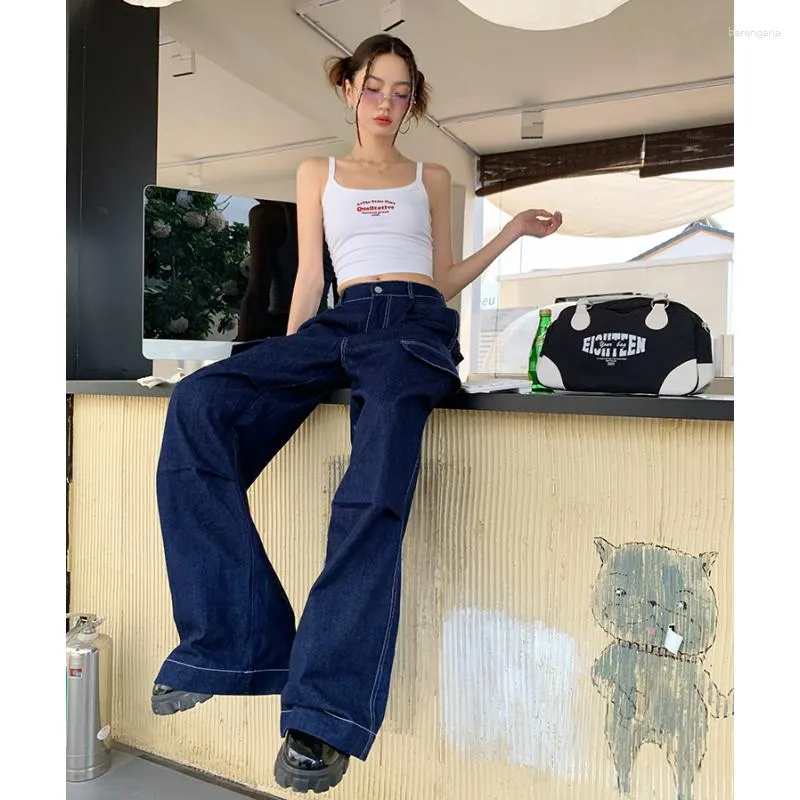 High Waist Wide Leg Pant - Marine Navy