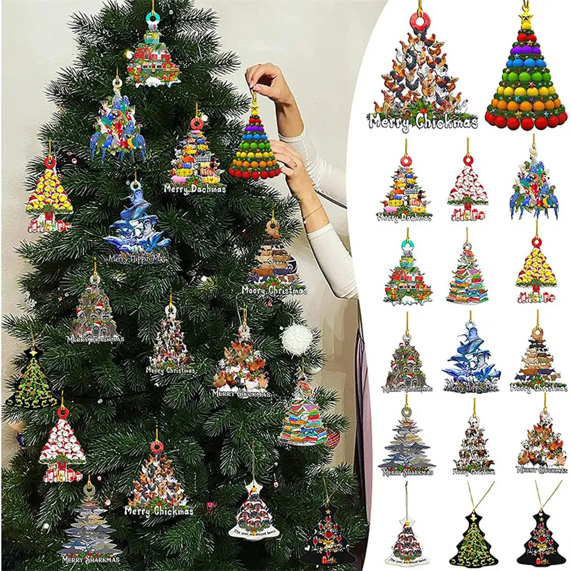 Jul trä hängande ornament personlig djur jul julgran vägg dörr domstol hem höstdekorationer semester dekor