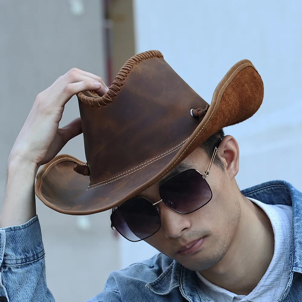 Outback Hat Shapeable Into Leather Cowboy Hat Durable Leather Hats