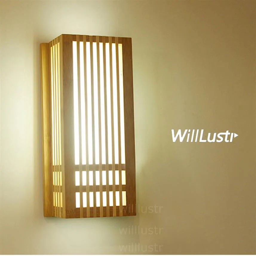 LED Bamboo Wall Sconce Wood Lamp Japan Style Lighting Roofm Restaurant Bar Cafe El Bedroom Hall Izakaya Lobby Natural Bam207r