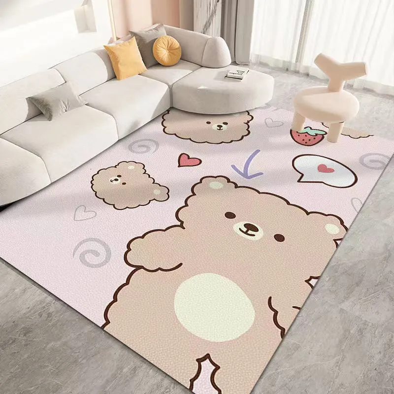 Teppich Reinigen Sie die Bodenmatte mit einem abwaschbaren PVC-Teppich im Cartoon-Stil für Schlafzimmer und Wohnzimmer, nicht waschbarer Nachttischteppich 230825