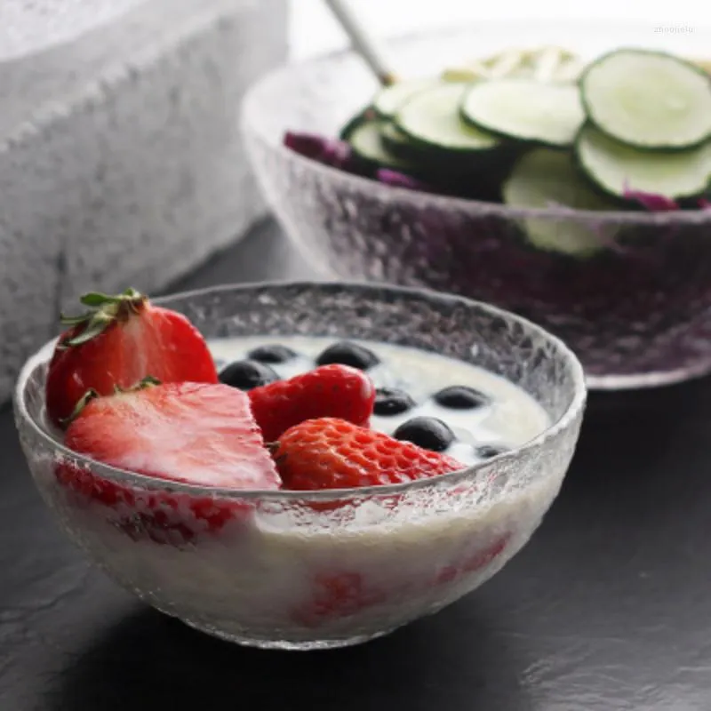 Tigelas Estilo Japonês Textura de Gelo Vidro Salada Tigela Frutas Legumes Sobremesas Recipiente Utensílios de Cozinha