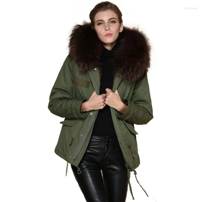 Veste à capuche en fausse fourrure pour femme, manteaux pour dames, manteau Long chaud d'hiver, parka thermique vert armée