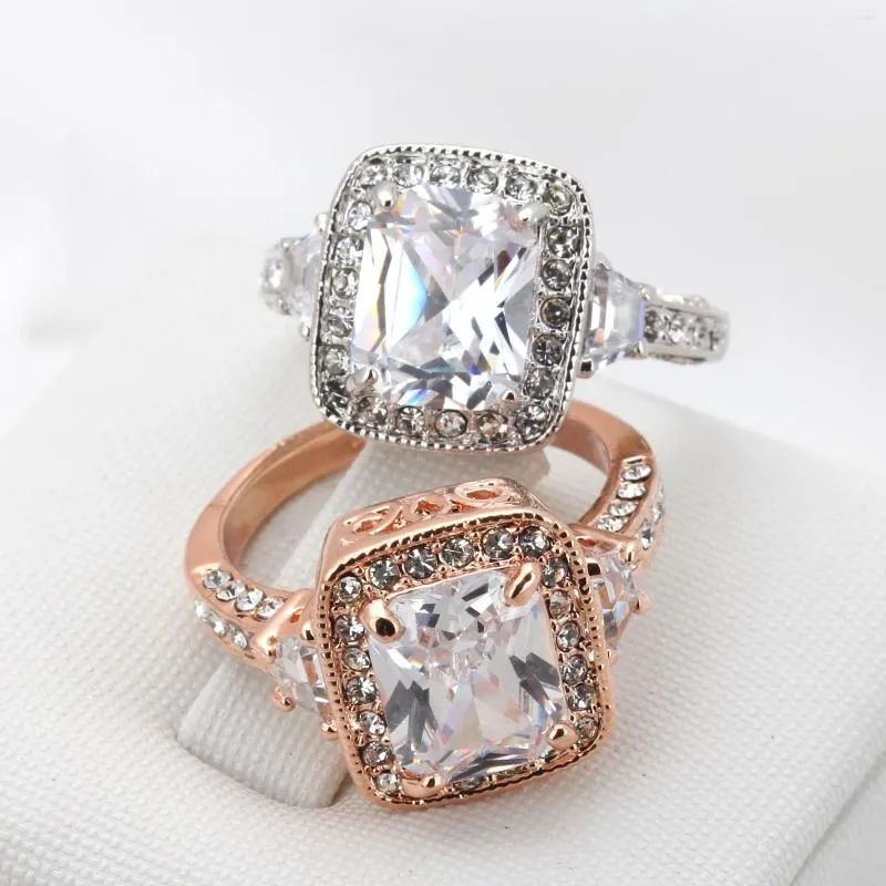 Cluster Rings ZHOUYANG Top Quality Big Gem Ring Rose Gold Color Made With Genuine Austrian Crystals Full Sizes ZYR300 ZYR301