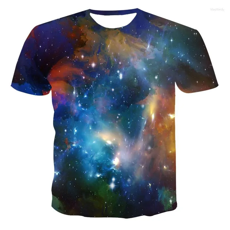 Men's T Shirts Summer 3D Universe Starry Men T-shirt Fashion Handsome Print T-shirts Trend Breathable Harajuku Night View Graphic Top