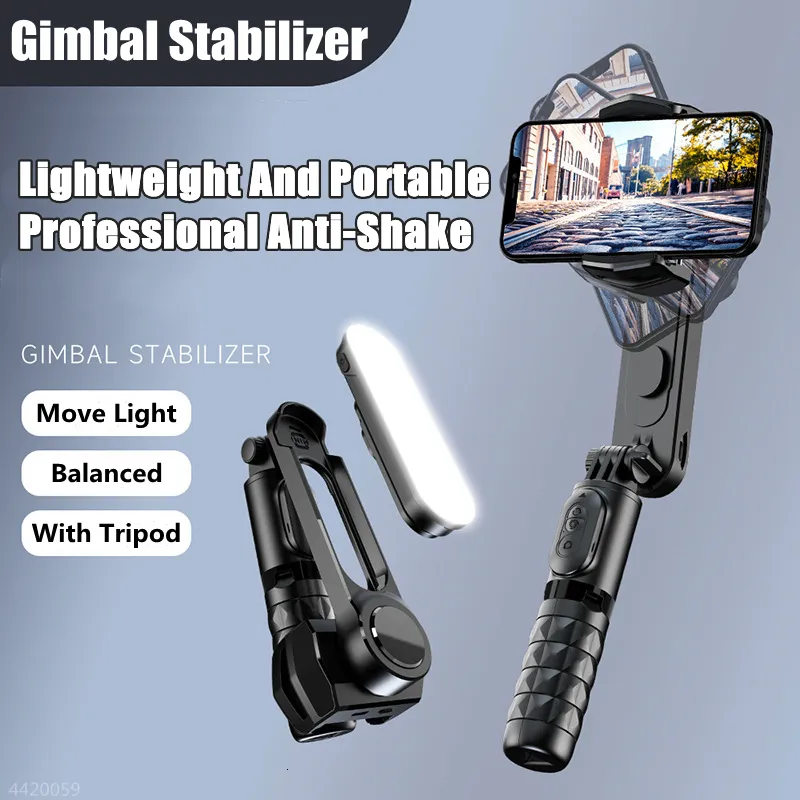 Stabilisatoren Roreta 2023 Opvouwbare draadloze handheld gimbal-stabilisator Selfie Stick-statief met Bluetooth-sluiter Invullicht Monopod 230825