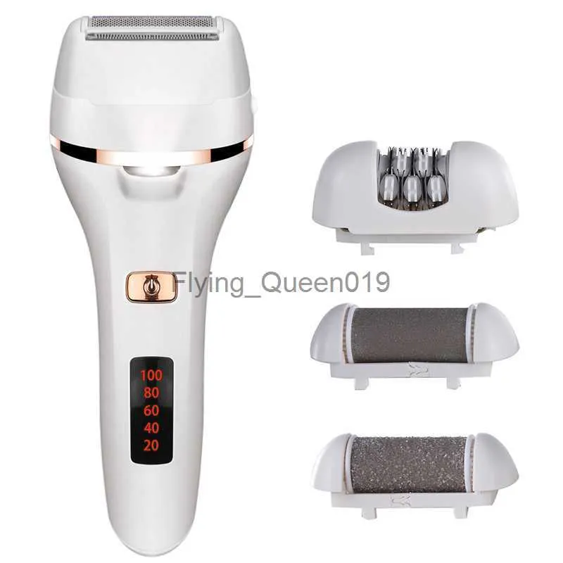 Nyaste 4 i 1 smärtfri epilator depilator för lady full kropp elektrisk hårborttagning rakapparfot fil callus remover pedicure verktyg hkd230825