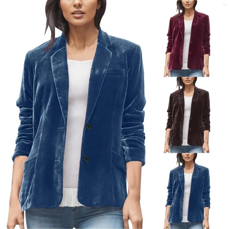 Women's Jackets Ladies Gold Velvet Denim Jacket Single Breasted Long Sleeve Lapel Solid Color Short Style Winter Trench