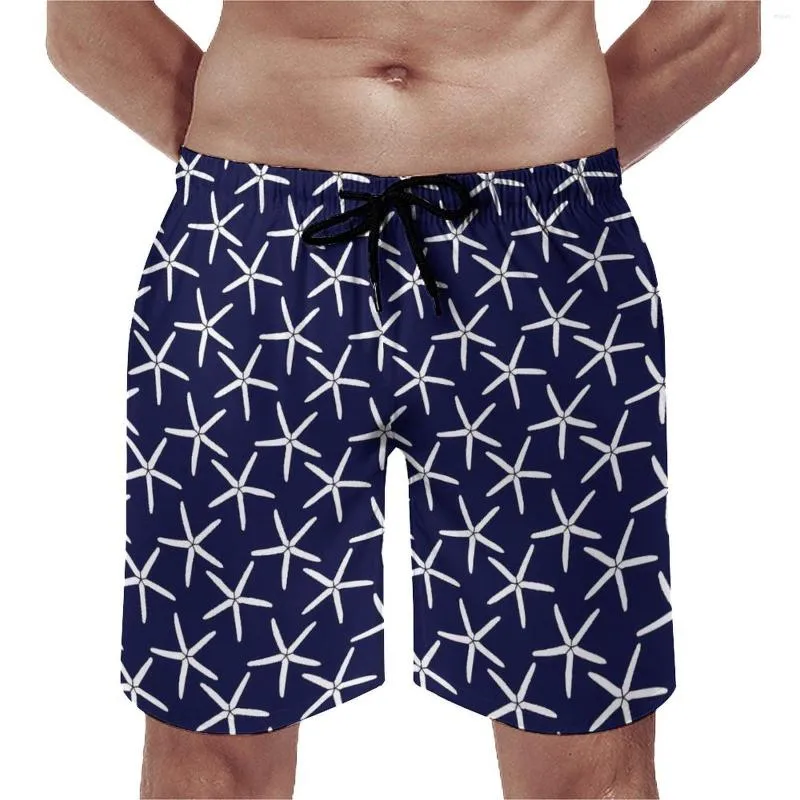 Men's Shorts White Starfish Gym Summer Sea Creature Print Running Board Short Pants Male Fast Dry Hawaii Design Plus Size Beach Trunks