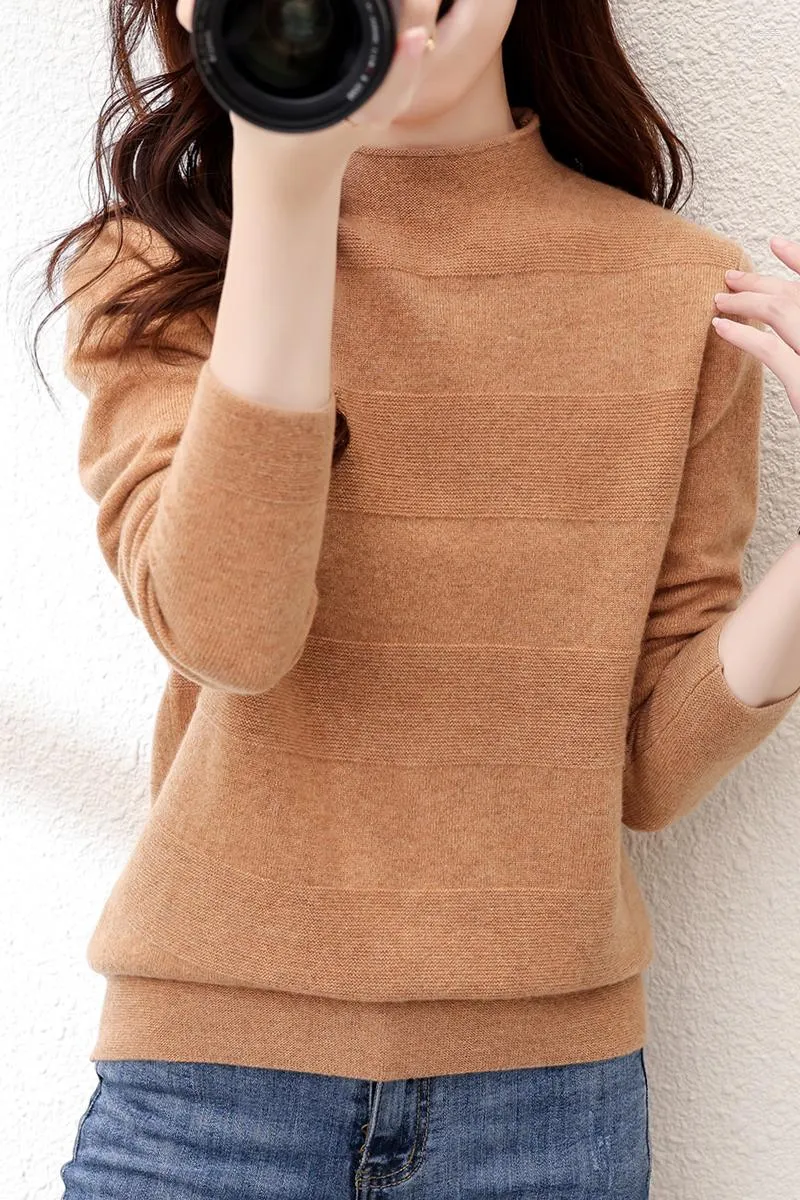 Women's Sweaters Autumn Winter Woman's Casual Long Sleeve Half Turtleneck Jumper Wool Knit Tops Female Pullover Clothing Pull F