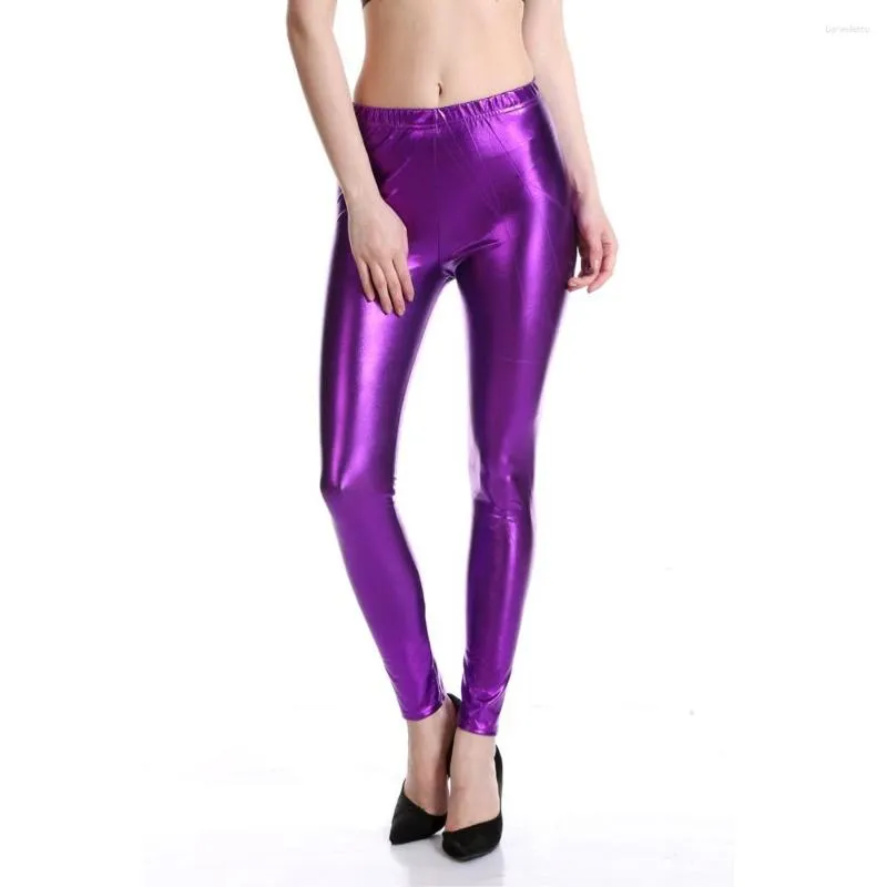 Womens Pants Women Faux Leather Leggings Wet Look Metallic Legging