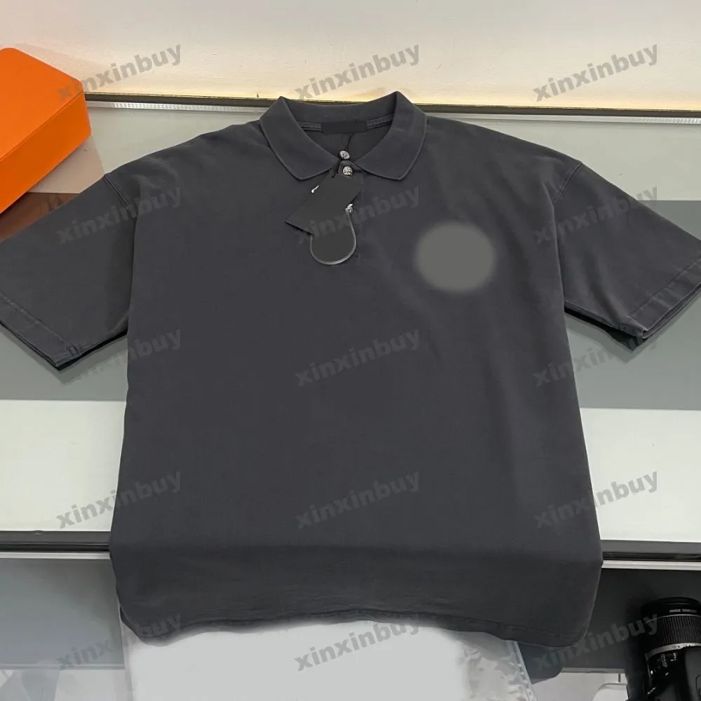 Xinxinbuy Hommes Designer Tee t-shirt 23ss Lettre broderie tissu roma manches courtes coton femmes blanc noir bleu S-2XL