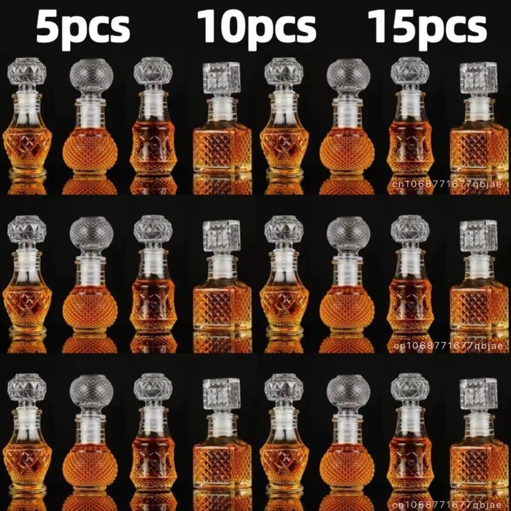 Verres à vin 5/10/15 pièces bouteille en verre de whisky 50 ml liqueur cadeau de mariage mini distributeur pour alcool décanteur pot miel pot bar accessoires 230824