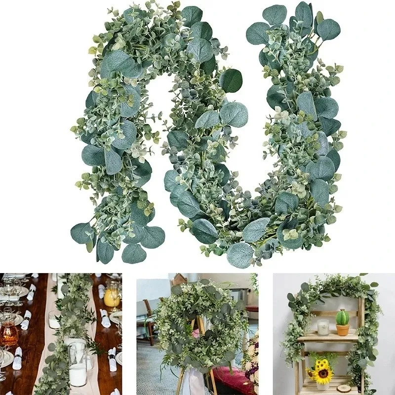 Faux Floral Greenery 31pcs Folhas de Eucalipto Garland Flores Artificiais Rattan Plantas Falsas Decoração de Casa Folha de Seda Videiras para Decoração de Festa de Casamento 230824