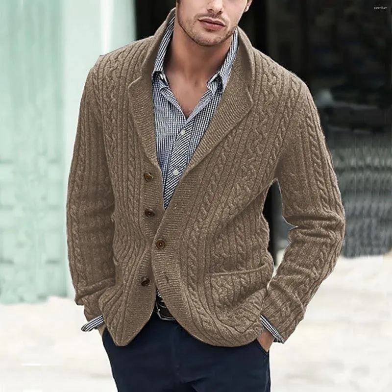 New Retro Men's Sweater Lapel Floral Long Sleeve Casual Slim fit Cardigan  Jacket