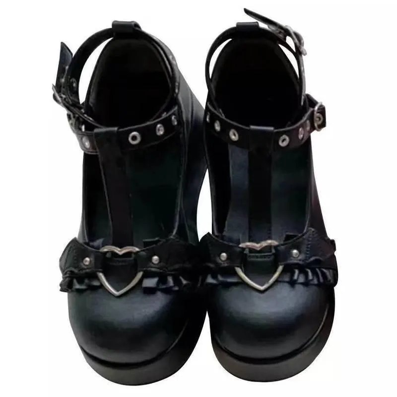 Laarzen dames platform laarzen gotische punk schoenen lolita dames wiggen dikke hakken schattig jk retro harajuku 3543 plus maat nieuw