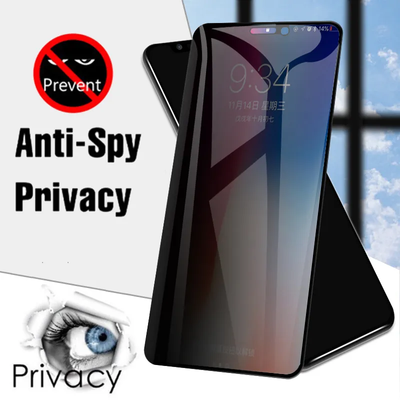 Protecteur d'écran de confidentialité, en verre trempé, pour iPhone 15 14 11 12 13 Pro X XR XS Max Mini 7 8 6 6S Plus