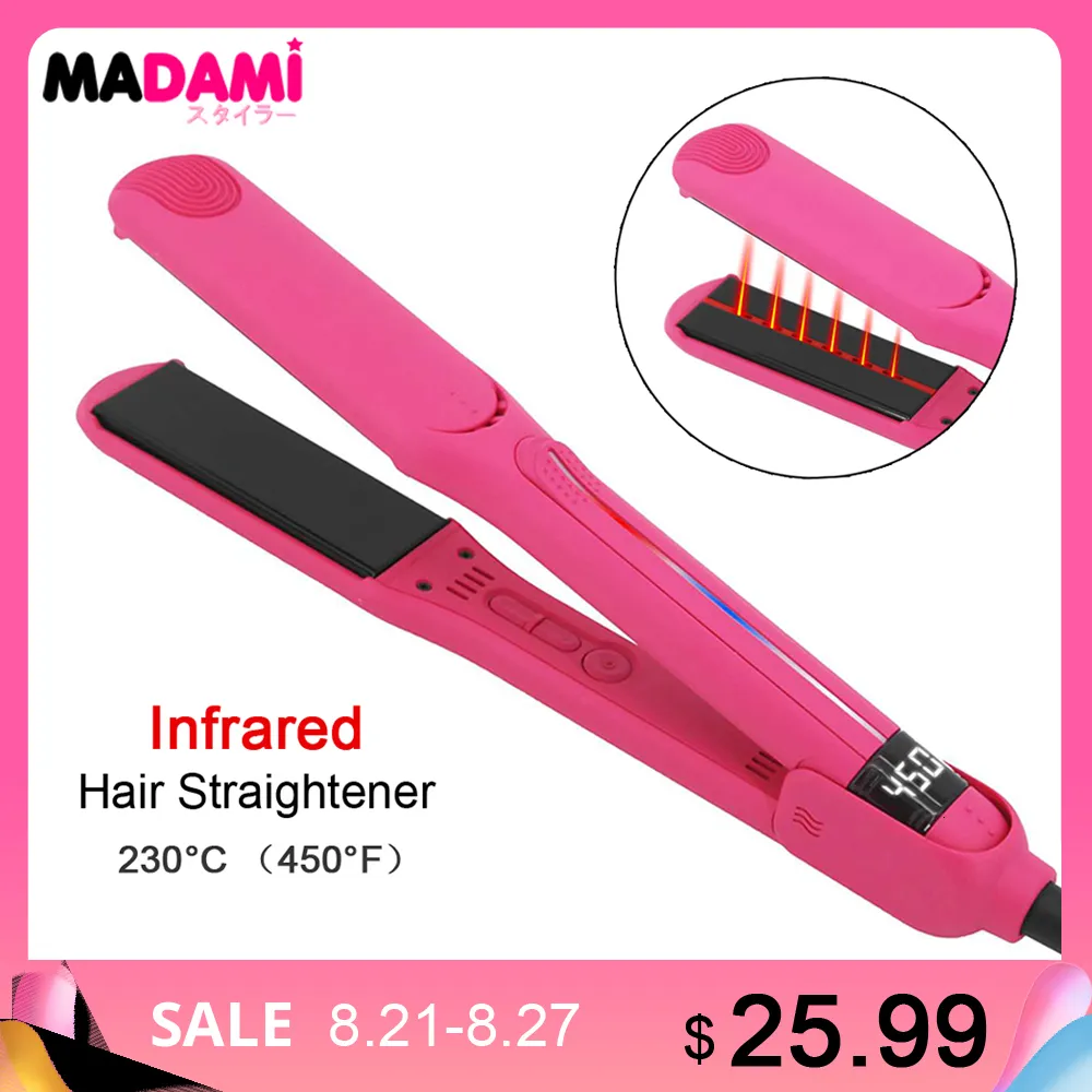 Ceramic Infrared Hair Straightener and Curler Fast Heating Flat Iron 230 450F Professional Salon Styling Tool 2024 Model Dual Voltage