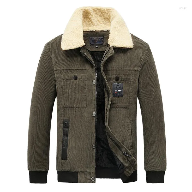 Jaquetas masculinas gola de pele de inverno jaqueta de veludo engrossado forro de lã casacos de carga casual quente outerwer para masculino