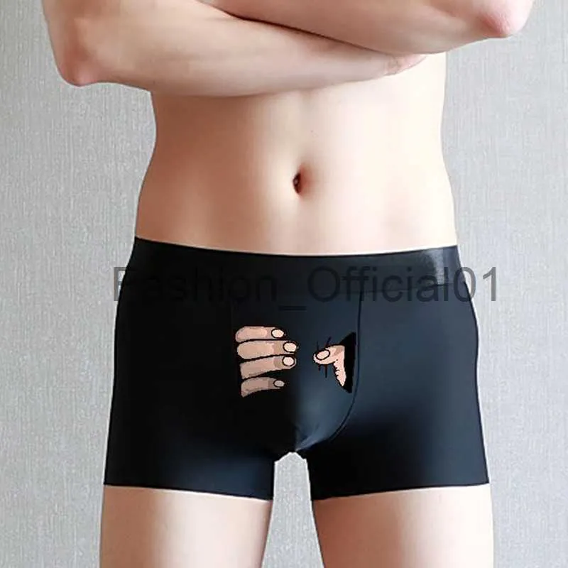 Mens Ice Silk Boxer Shorts Cute Spoof Trunk Underwear For Lovers