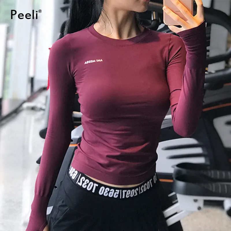 Strój jogi Peeli koszule z długim rękawem Sport Top Fitness Gym