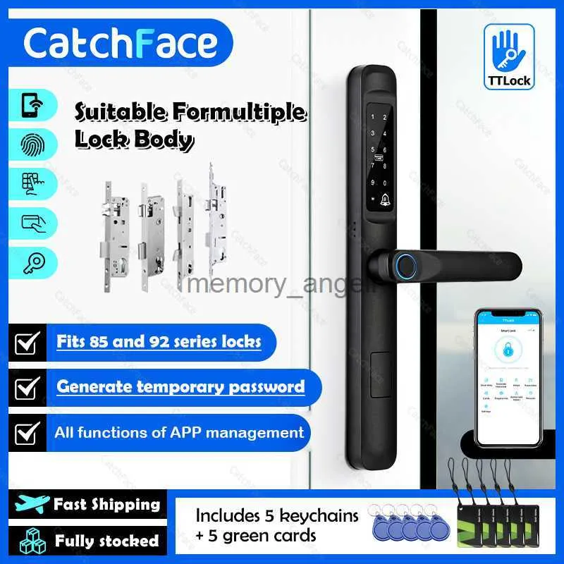 92/85mm à prova d' água impressão digital ttlock bluetooth app rfid código de cartão keyless eletrônico fechadura de porta inteligente alumínio/vidro deslizante hkd230825