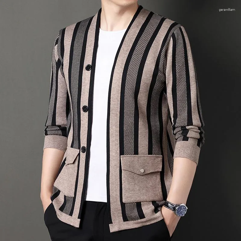 Men's striped cardigan cheap