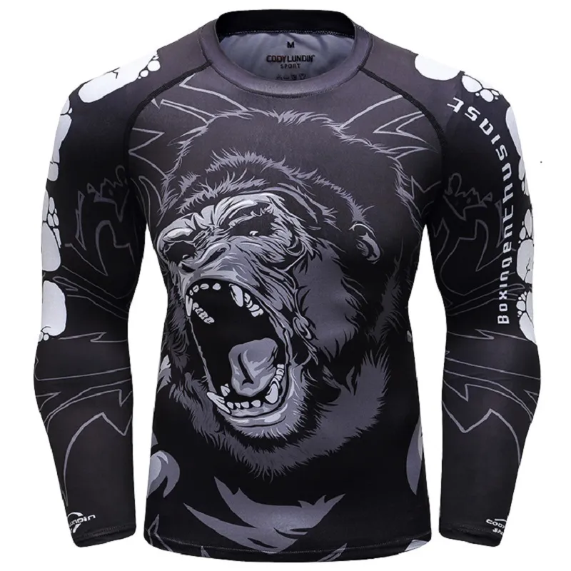 남자 티셔츠 Cody Lundin Design Men Running Fitness Rash Guard Sublimation Lion 인쇄 긴 슬리브 꽉 캐주얼 셔츠 MMA 발진 셔츠 MMA Rashguard Men 230824