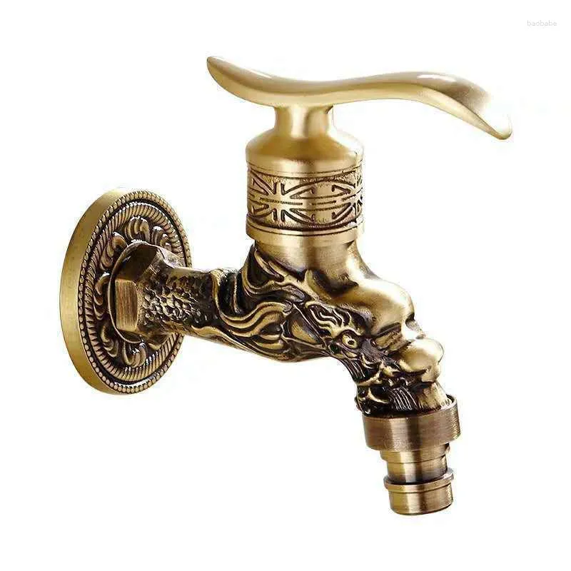 Banyo lavabo muslukları antika yeşil bronz çinko alaşım retro musluk duvar içi tip çamaşır makinesi paspas havuzu donanımı