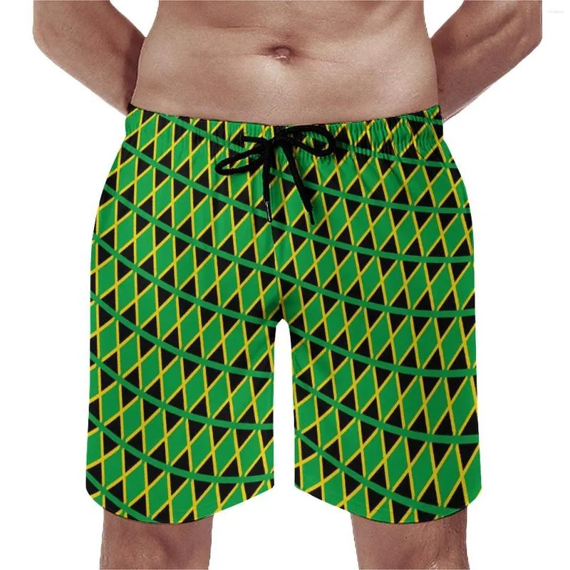 Herr shorts jamaicansk flagga gym sommar jamaica mode casual strand män som kör surf snabba anpassade stammar