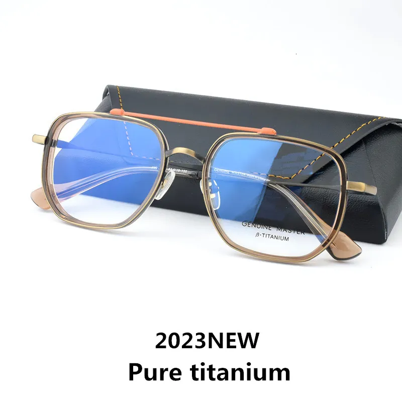 Sunglasses Frames glasses Frame Men Super Light Big Face Optical Prescription Glasses Frame Retro Fashion Double Beam Spectacle 230824